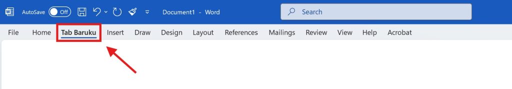 Buat Tab Baru Ribbon