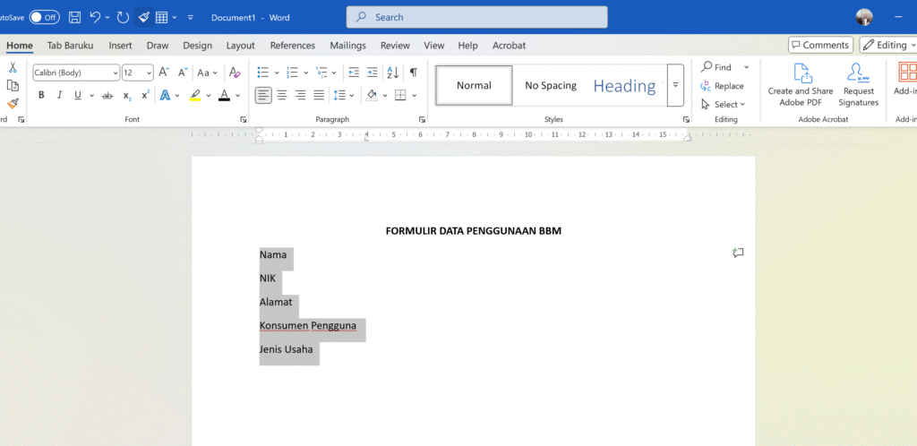 Cara Membuat Titik-titik Secara Otomatis di Ms Word