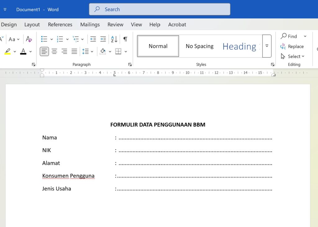 Cara Membuat Titik-titik Secara Otomatis di Ms Word 5
