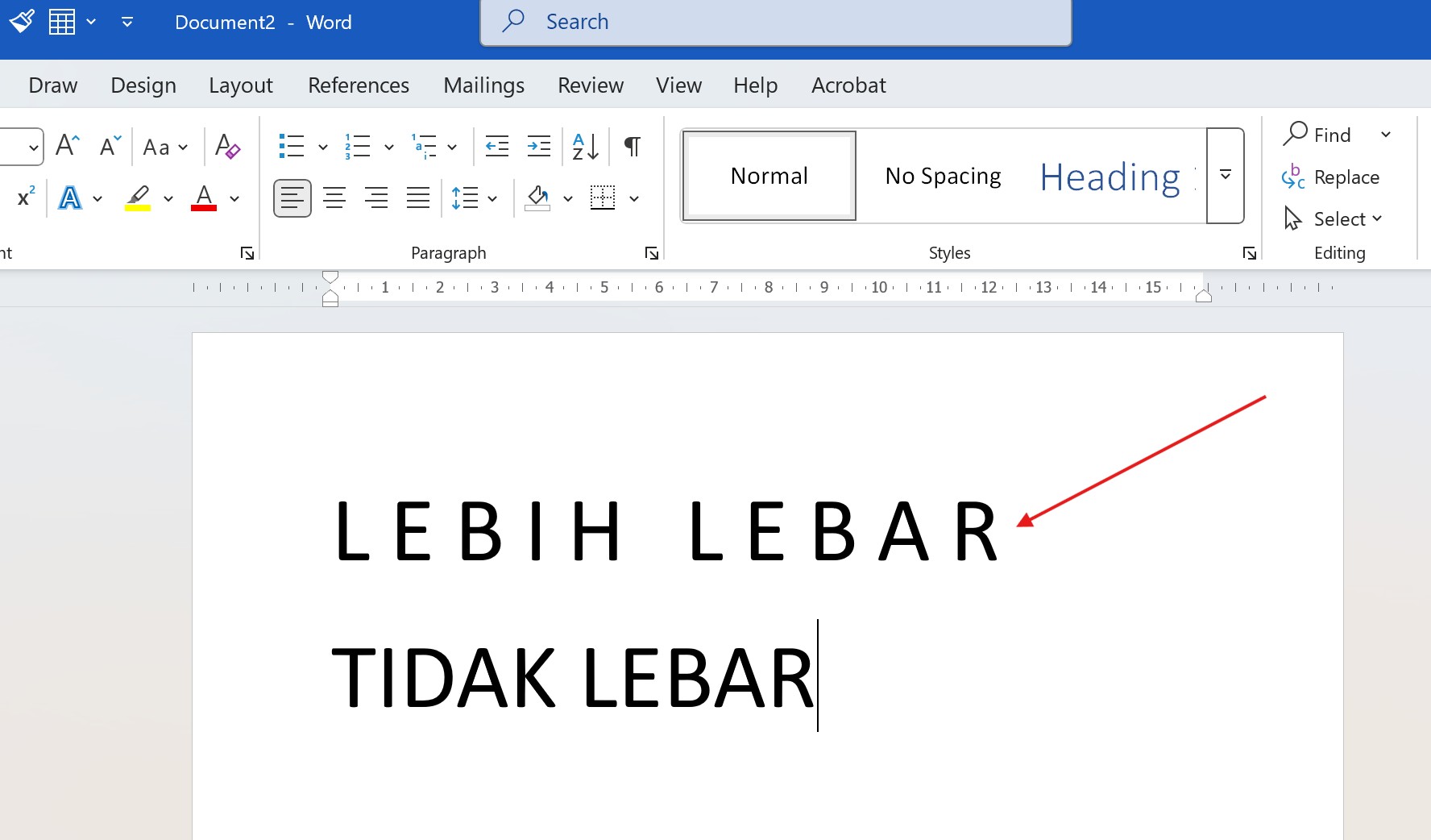 Cara Memperlebar Jarak Antarhuruf pada Teks Ms Word 2