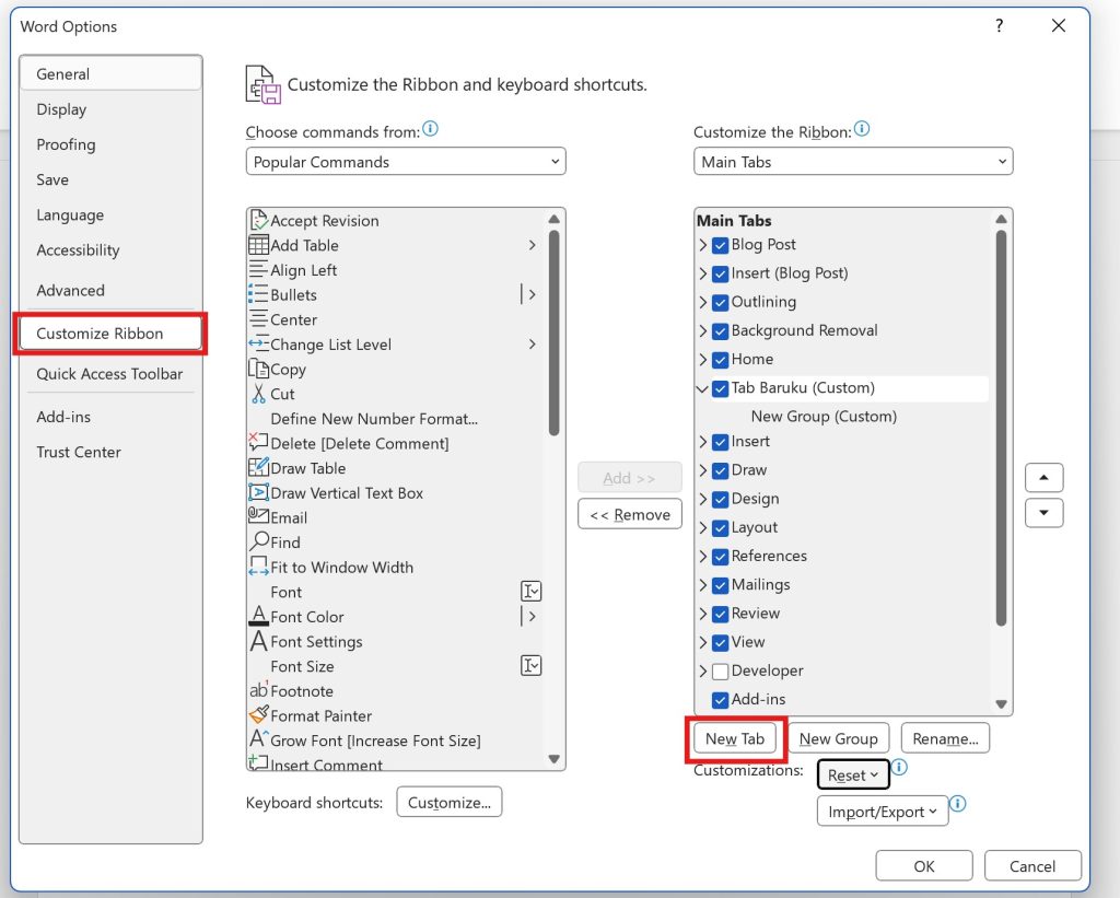 Cara Menambah Tab Ribbon Baru
