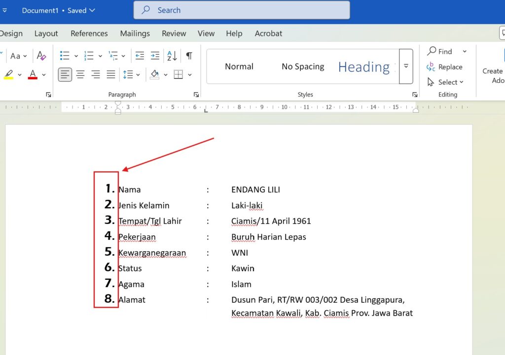 Cara Mengganti Jenis Huruf Numbering di Ms Word