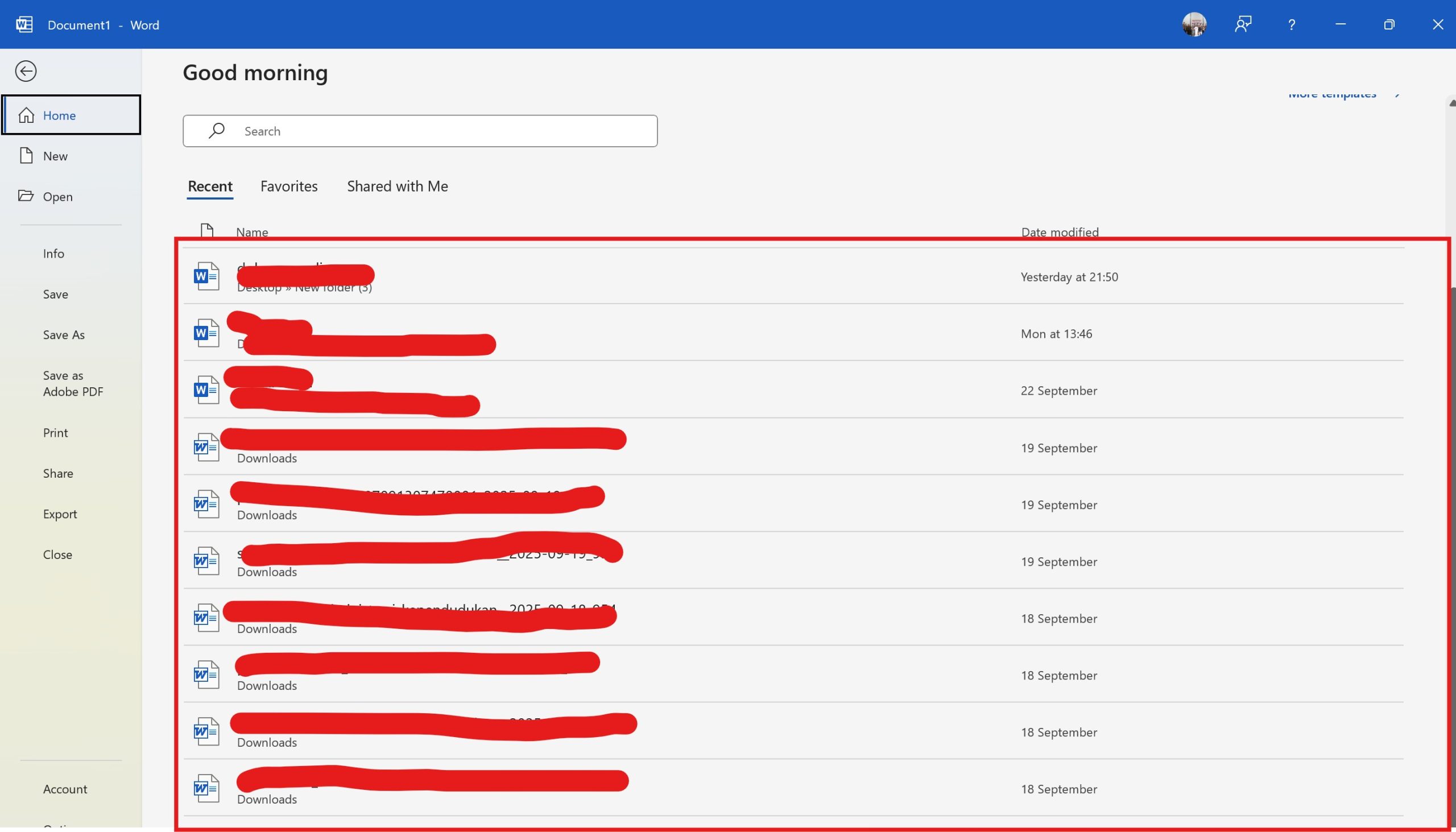 Cara Menghilangkan Menu Recent Documents di Ms Word