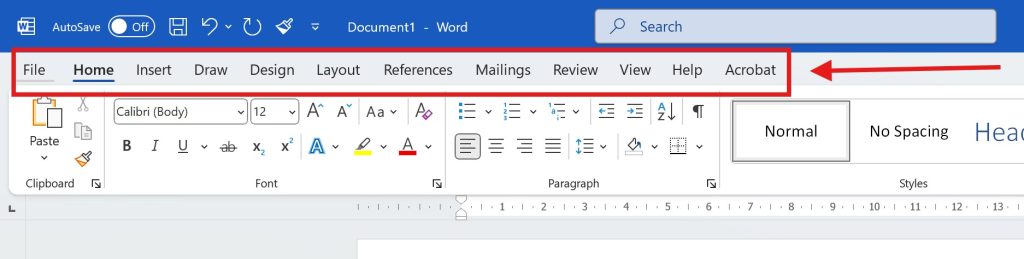 Menu Ribbon di MS Word