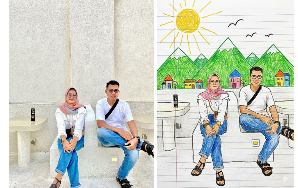 Prompt Gemini Ai Edit Foto Efek Gambar Crayon Anak SD Lucu