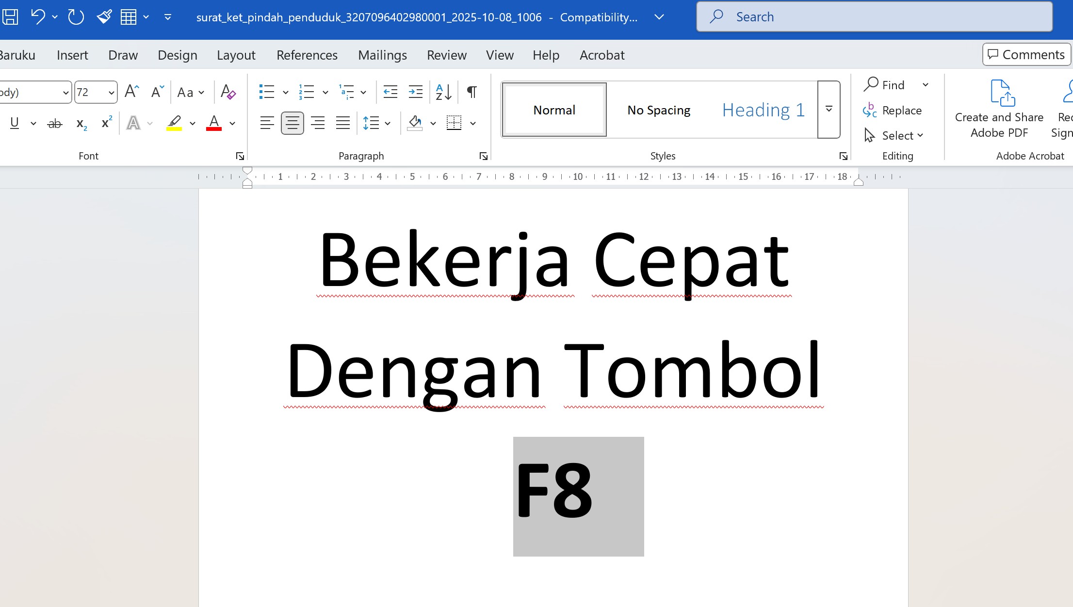 Tips Bekerja Cepat di ms Word Menggunakan Tombol F8