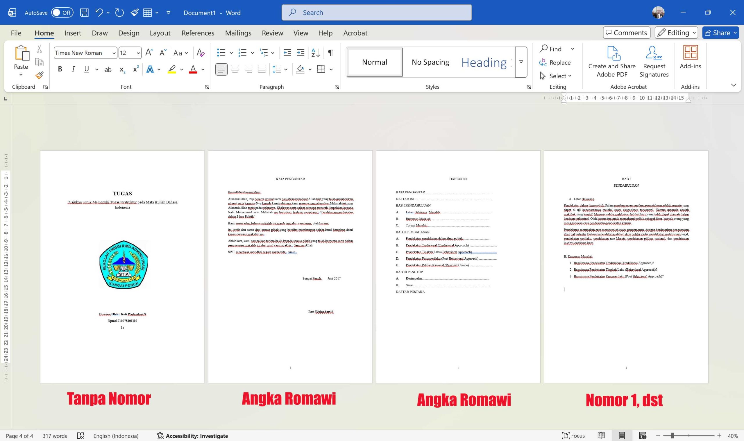 Cara Membuat Nomor Halaman Berbeda-beda Dalam Satu Dokumen Word dan Cover Tanpa Nomor