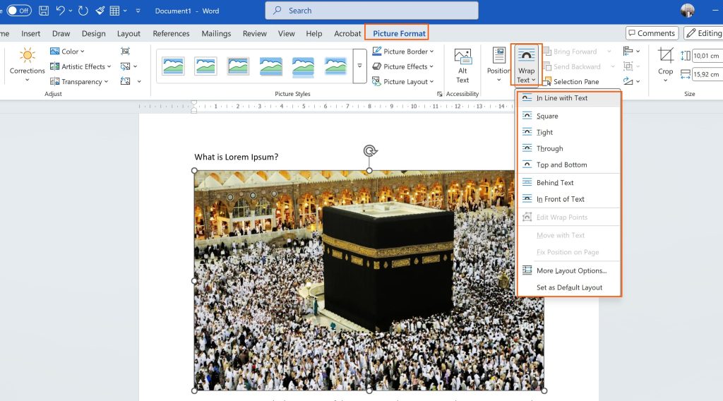 Pictures Format Wrap Text