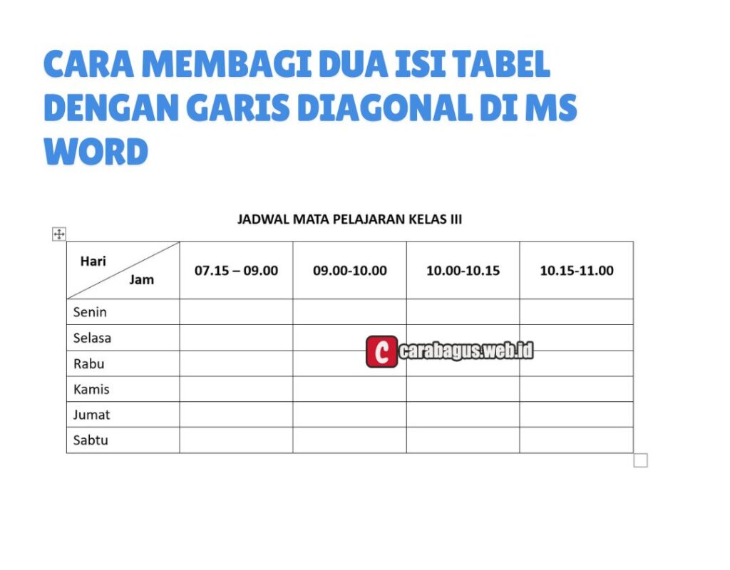 Cara Membagi Dua Isi Tabel dengan Garis Diagonal di Ms Word