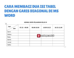 Cara Membagi Dua Isi Tabel dengan Garis Diagonal di Ms Word